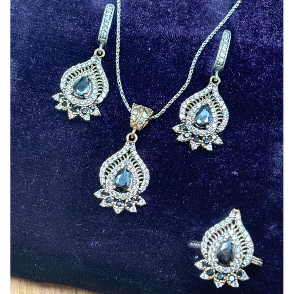 925 Sterling Silver Turkish Vintage Jewelry Set for Women,NEW,Antique,Handmade - Picture 9 of 9